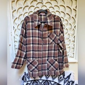 Allison Tracy Vintage Wool Blendd Paid Zippered Jacket XL Women's